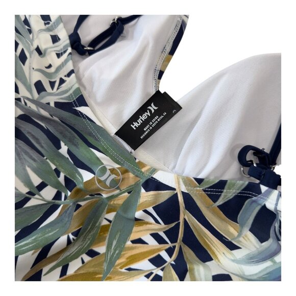 Hurley Tropical Leaf Print One-Piece Swimsuit Cross-Back Straps Women SZ XL - Picture 3 of 12